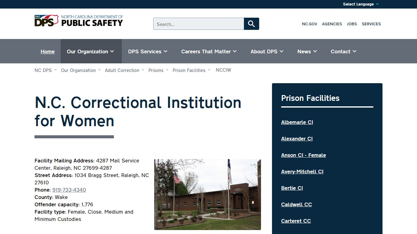 N.C. Correctional Institution for Women | NC DPS