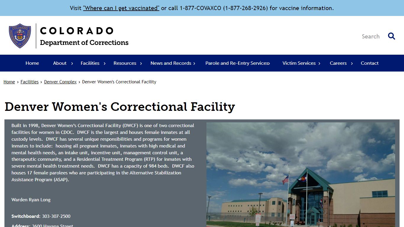 Denver Women's Correctional Facility | Department of Corrections
