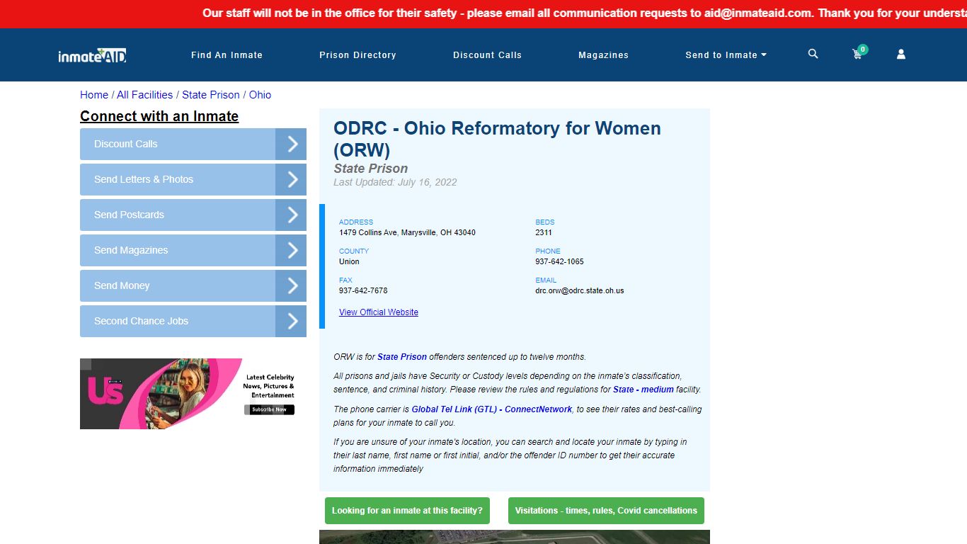 ODRC - Ohio Reformatory for Women (ORW) - InmateAid